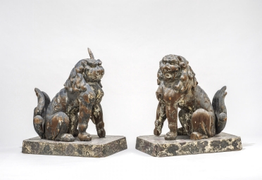 獅子　親子　作家品　古美術 獅子親子作家品古美術